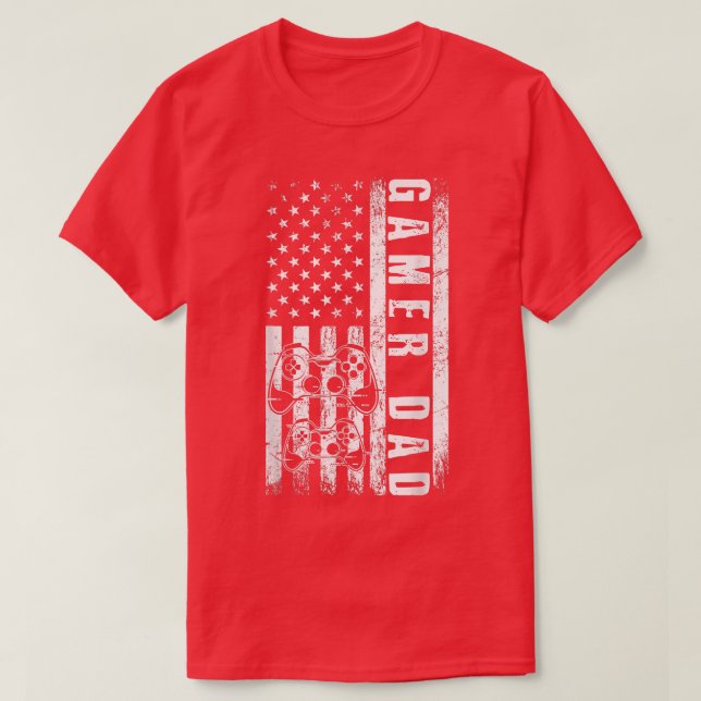 Gamer DAD American Flag Funny Video Gaming Father' T-Shirt (Design vorne)