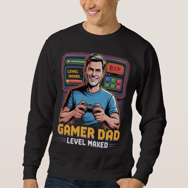Gamer Dad Tshirt Level Maxed for Video Game Lovers (Vorderseite)