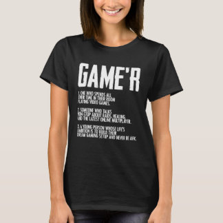Gamer Definition Video Games Gaming Geek T-Shirt