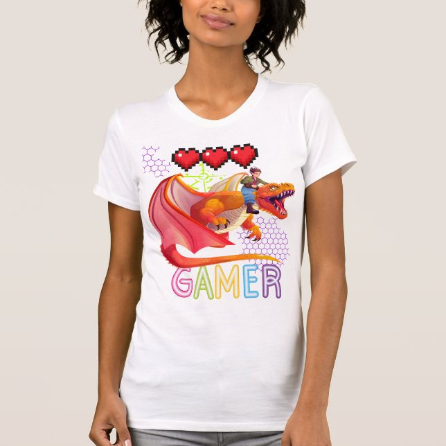 Gamer Dragon Mom – Cute Fantasy Gaming Dragon Mom  T-Shirt (Vorderseite)