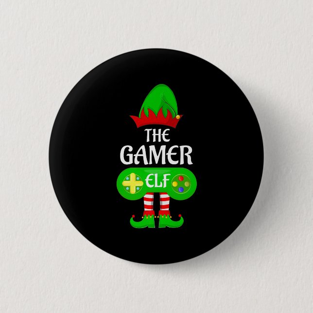 Gamer Elf Christmas Family Video Gaming Elf Squad  Button (Vorderseite)