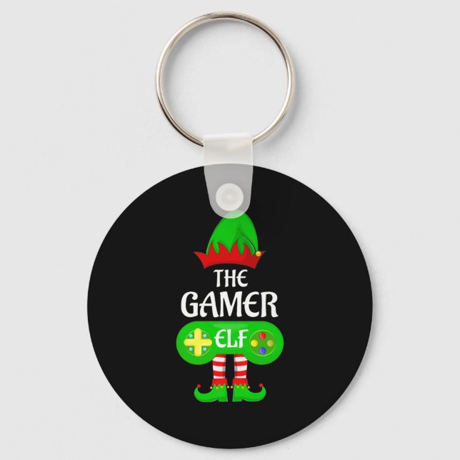 Gamer Elf Christmas Family Video Gaming Elf Squad  Schlüsselanhänger (Vorderseite)