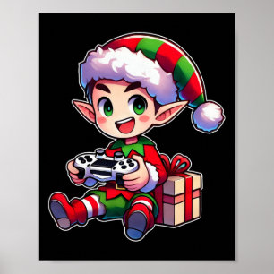 Gamer Elf Christmas Gaming Xmas Kinder Jungs Poster