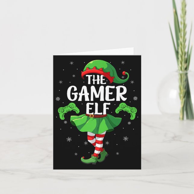 Gamer Elf Christmas Girls Women Elf Squad Xmas Fam Karte (Vorderseite)