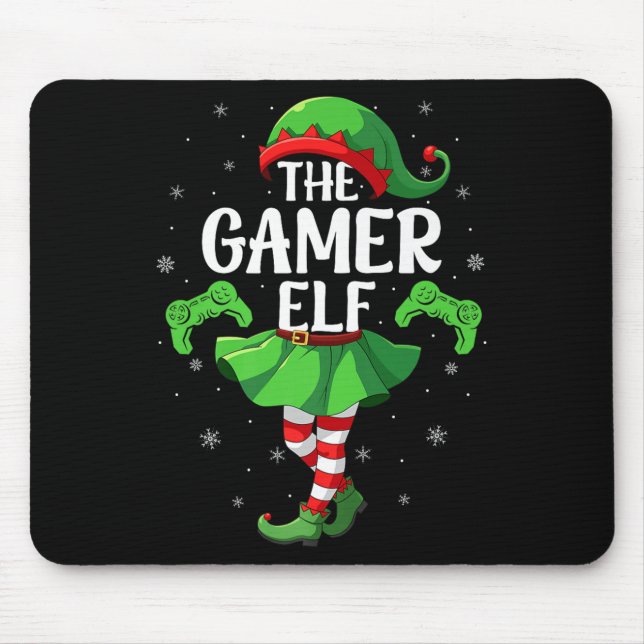 Gamer Elf Christmas Girls Women Elf Squad Xmas Fam Mousepad (Vorne)