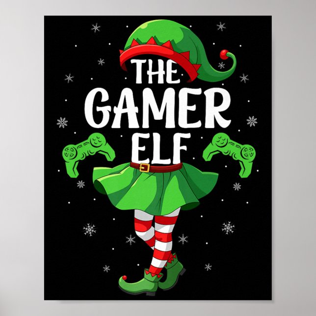 Gamer Elf Christmas Girls Women Elf Squad Xmas Fam Poster (Vorne)