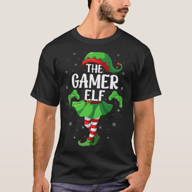 Gamer Elf Christmas Girls Women Elf Squad Xmas Fam T-Shirt (Vorderseite)