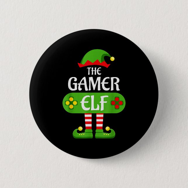 Gamer Elf Christmas Matching Group Family  Button (Vorderseite)