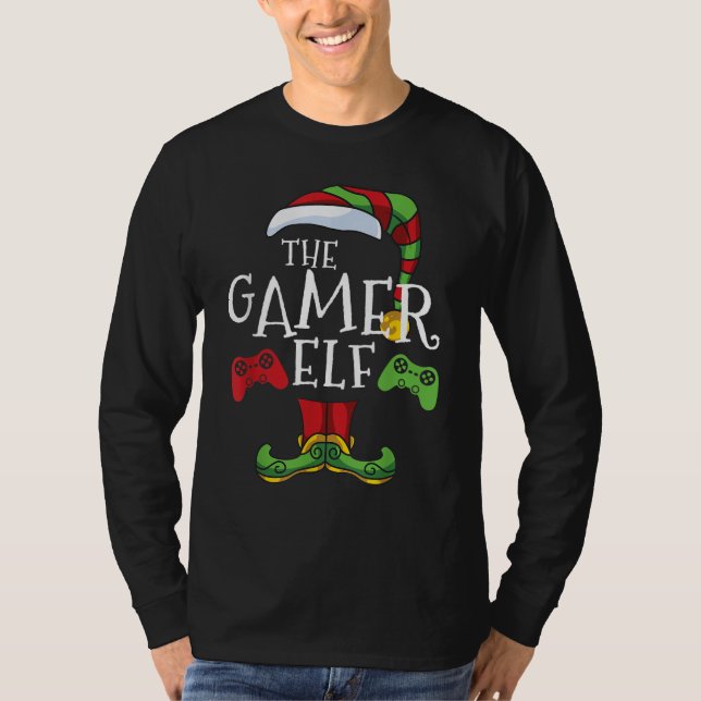 Gamer Elf Familie passt Weihnachten zusammen T-Shirt (Vorderseite)