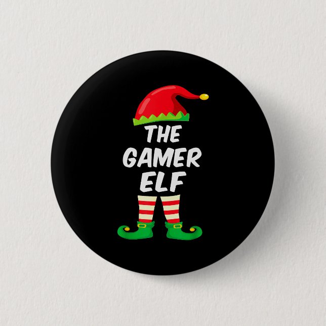 Gamer Elf Family Matching Funny Christmas Costume  Button (Vorderseite)