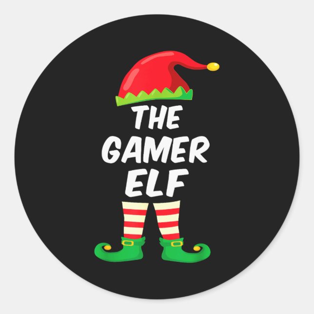 Gamer Elf Family Matching Funny Christmas Costume  Runder Aufkleber (Vorderseite)