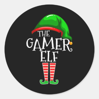 Gamer Elf Family Matching Group Christmas Gift Vid Runder Aufkleber