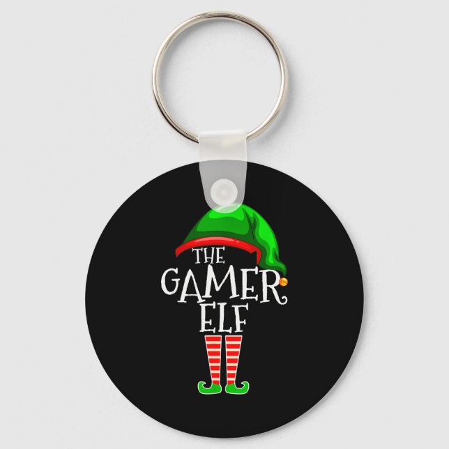 Gamer Elf Family Matching Group Christmas Video Ga Schlüsselanhänger (Vorderseite)
