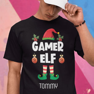 Gamer elf lustige ironische Weihnachtsfamilie Name T-Shirt