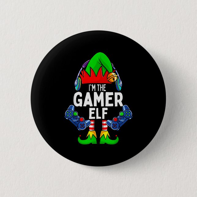Gamer Elf Matching Family Christmas  Button (Vorderseite)