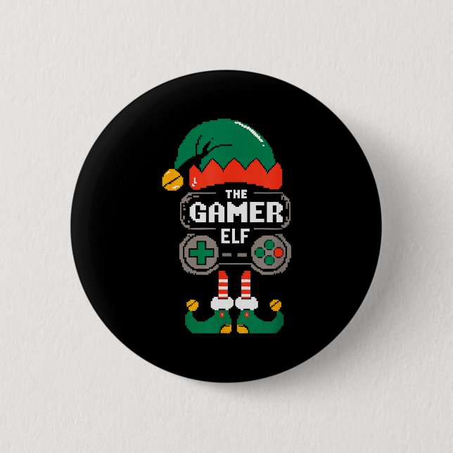 Gamer Elf Matching Family Group Christmas Party Py Button (Vorderseite)