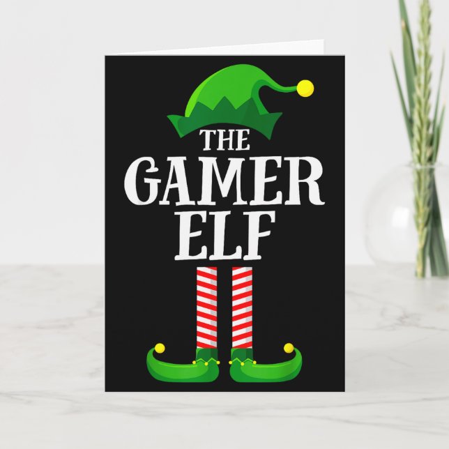 Gamer Elf Matching Family Group Christmas Party Py Karte (Vorderseite)