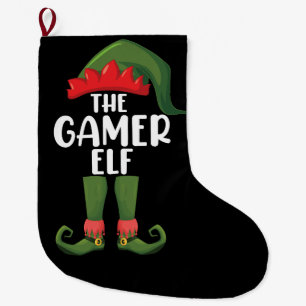 Gamer-Elfe passend zur Familie Weihnachten Gamer Großer Weihnachtsstrumpf