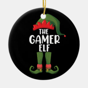 Gamer-Elfe passend zur Familie Weihnachten Gamer Keramik Ornament