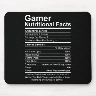 Gamer-Ernährungsfakten Cooler Gamer-Videospiel-Lus Mousepad