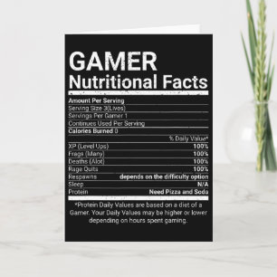 Gamer-Ernährungsfakten Videospiele Computer-Nerd Karte