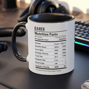 Gamer Facts Funny Gaming Black and White Simple Tasse