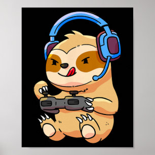 Gamer Faultier Gaming Faultiere Videospiel-Geschen Poster