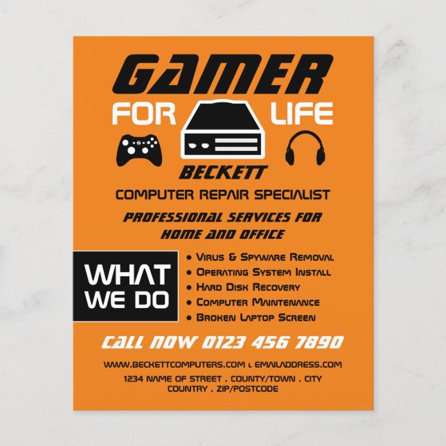 Gamer for Life, Computerreparatur Spezialberater Flyer (Vorne)
