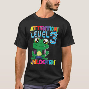Gamer Frog Boy Achtung Stufe 3 Entsperrtes Gaming  T-Shirt