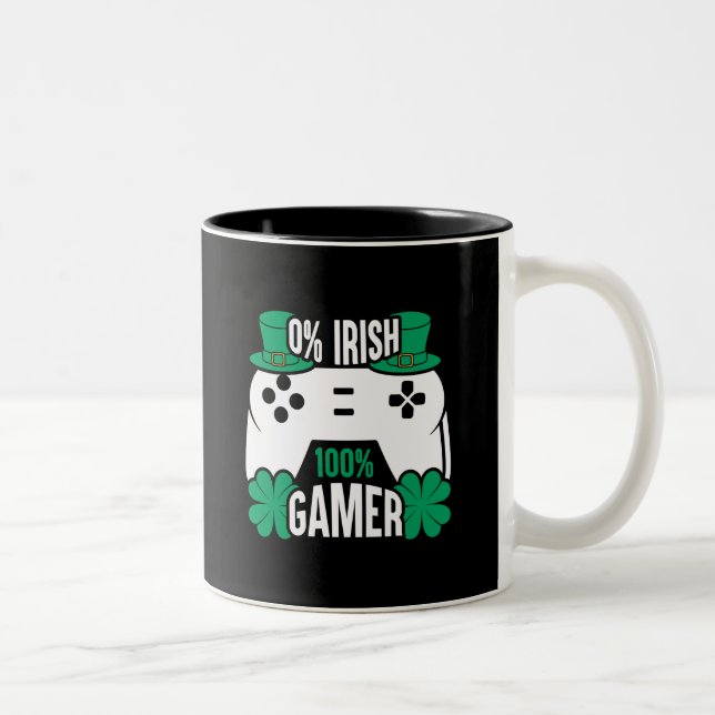 Gamer für den St. Patrick's Day | 0 % Irisch, 100  Zweifarbige Tasse (Rechts)
