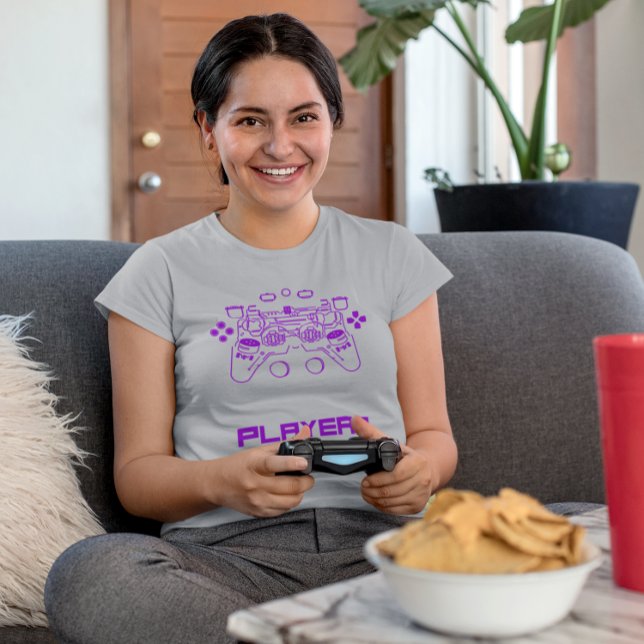 Gamer Game Player #1 Gamer Console Art T-Shirt (Von Creator hochgeladen)