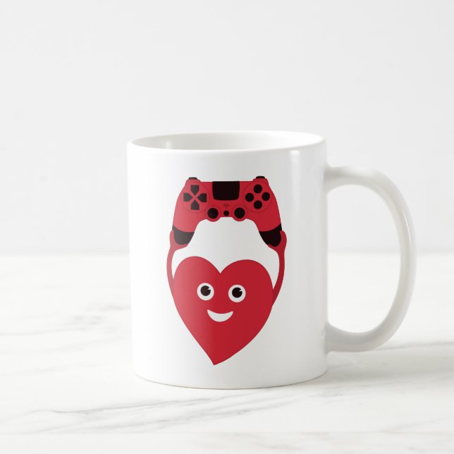 Gamer-Gamer-Controller und ein Herz-Geek Kaffeetasse (Rechts)