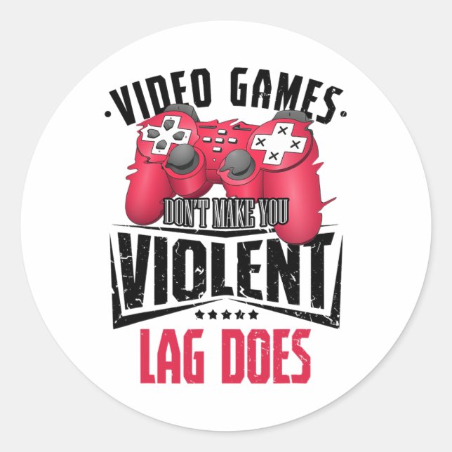 Gamer Gamer Video Games Controller Computer Gaming Runder Aufkleber (Vorderseite)