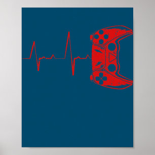 Gamer-Gamer-Videospiele-Controller Heartbeat Poster