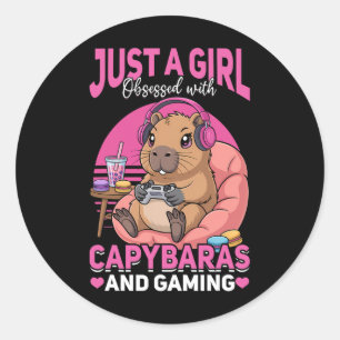 Gamer Gaming Capyra Videospiel Runder Aufkleber