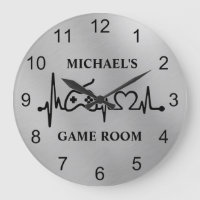 Gamer Gaming Heartbeat Monogram Silver