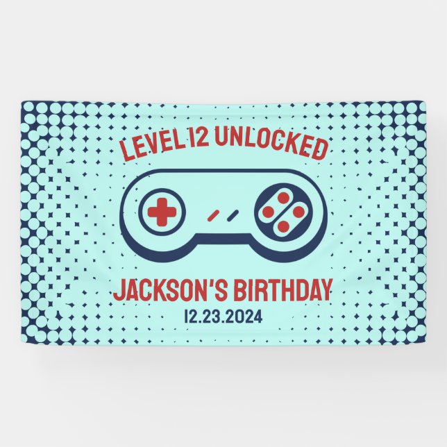 Gamer Gaming Level Uncked Video Games Geburtstag Banner (Horizontal)
