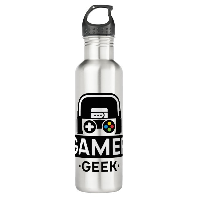 Gamer Geek Edelstahlflasche (Vorderseite)