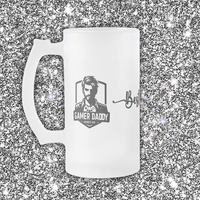 Gamer Geek Vater Happy Vatertag | Mattglas Bierglas (Von Creator hochgeladen)