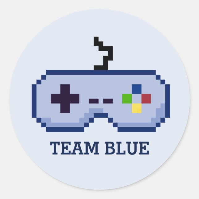 Gamer Gender Reveal Team Blue Stickers (Vorderseite)