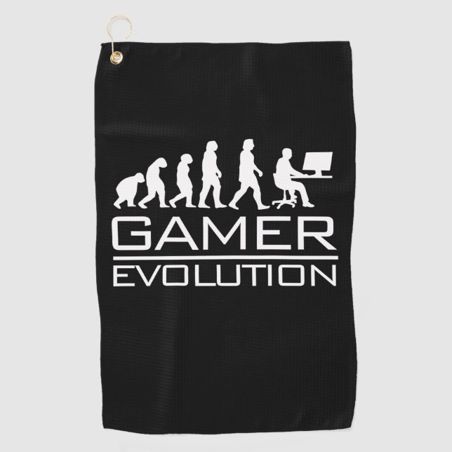 Gamer-Geschenk | Gamer-Evolution Golfhandtuch (Vorderseite)