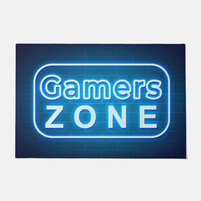 Gamer-Geschenk | Gamers Zone Neon Fußmatte (Vorderseite)
