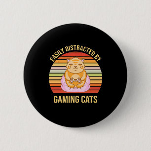 Gamer-Geschenk Leicht von Spielkatzen abgelenkt Button