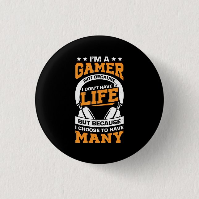 Gamer-Geschenk | Stolz bin ich Gamer Button (Vorderseite)