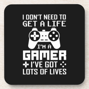 Gamer Gift Ich bin ein Gamer habe viele Leben Got Getränkeuntersetzer