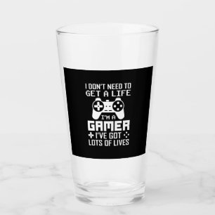 Gamer Gift Ich bin ein Gamer habe viele Leben Got Glas