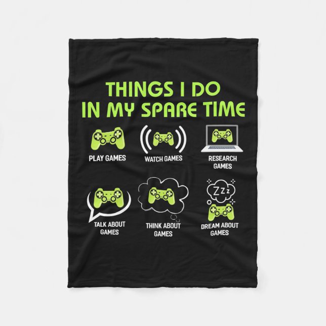 Gamer Gift | Things Gamer Do In My Spare Time Fleecedecke (Vorderseite)