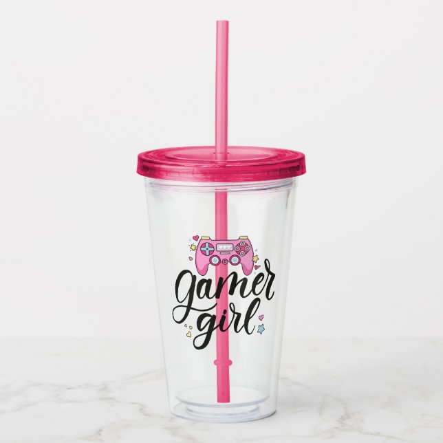 Gamer Girl Acryltrinkbecher (Vorderseite)