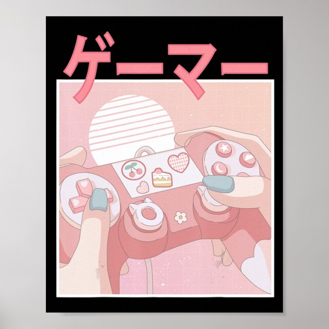 Gamer Girl Anime Kawaii Gaming Niedlich Video Game Poster (Vorne)
