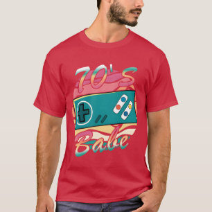 Gamer Girl Babe Retro 70er 1970er Familie T-Shirt